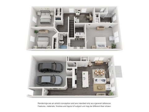 Floor plan for 3 beds, 2.5 baths, 1805 sqft